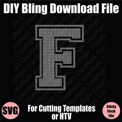 Collegiate F Extra Large Letter Bling SVG Download File - Cutting File for Templates