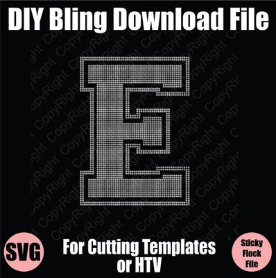 Collegiate E Extra Large Letter Bling SVG Download File - Cutting File for Templates