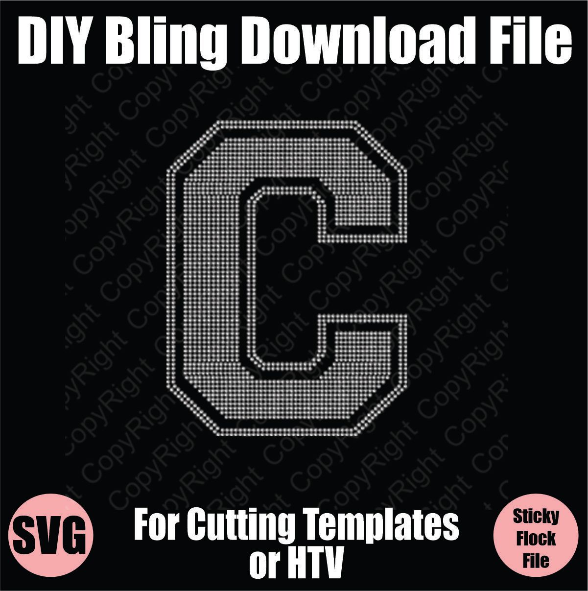 Collegiate C Extra Large Letter Bling SVG Download File - Cutting File for Templates