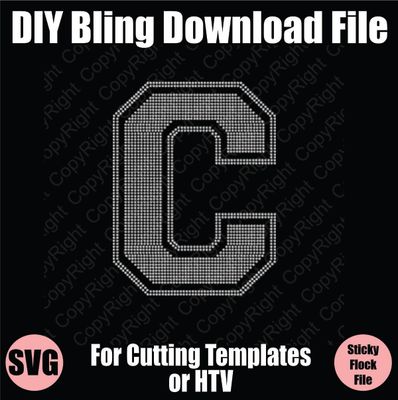 Collegiate C Extra Large Letter Bling SVG Download File - Cutting File for Templates