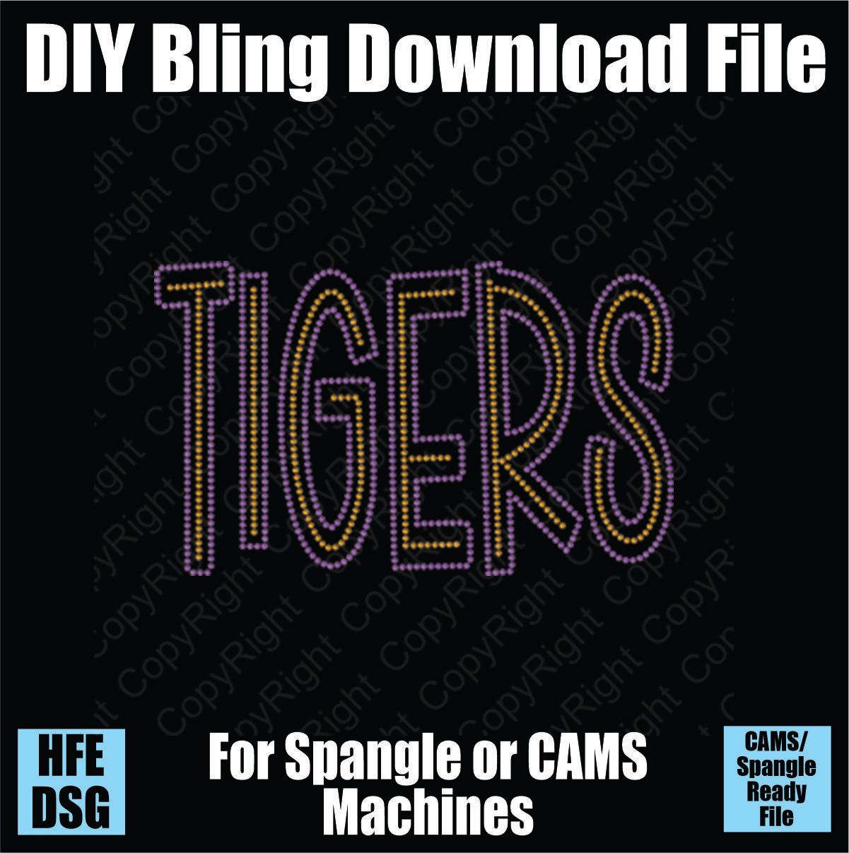 Tigers Tall Mascot Word DSG Download File - DSG for CAMS/ProSpangle/Elite