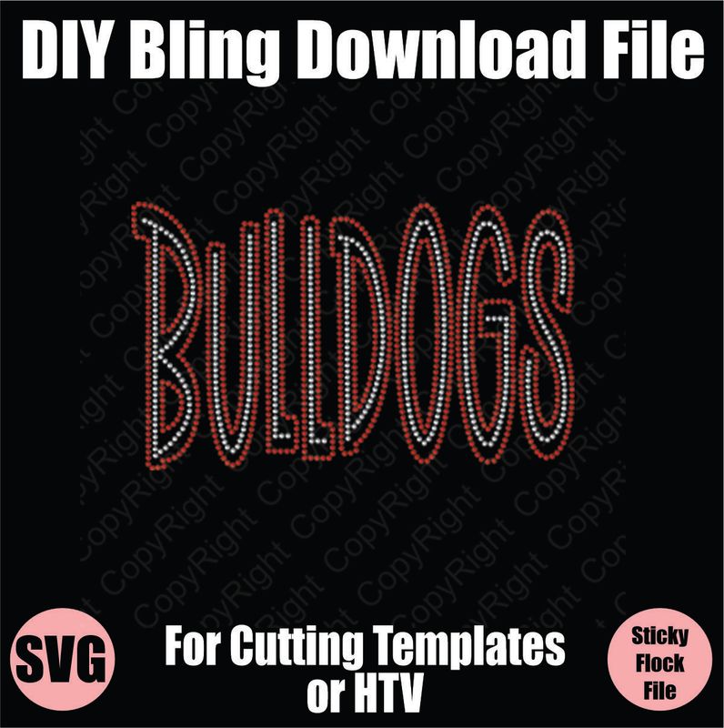 Bulldogs Tall Mascot Word Bling SVG Download File - Cutting File for Templates