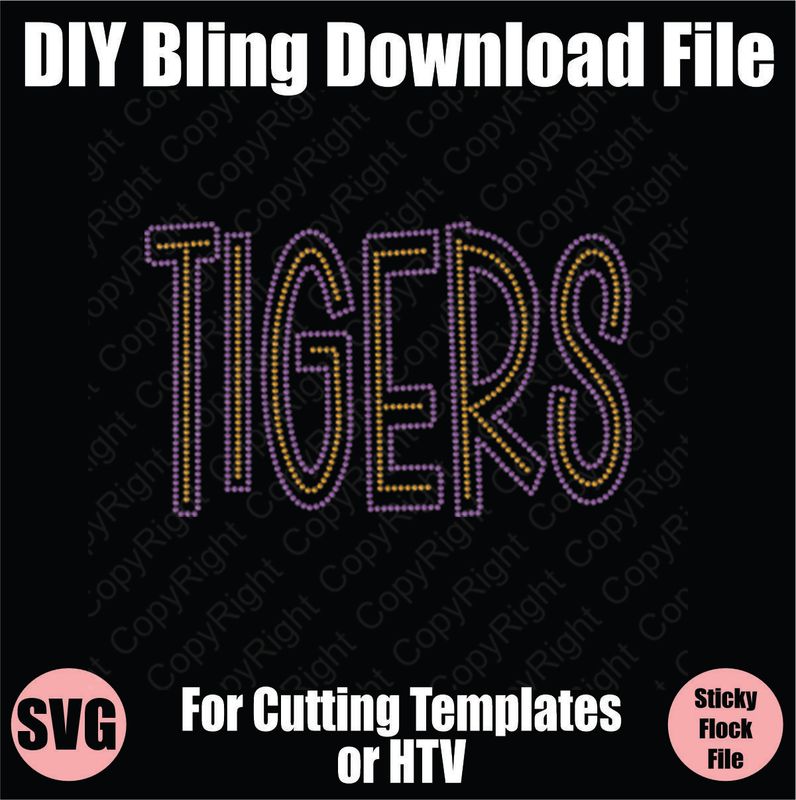 Tigers Tall Mascot Word Bling SVG Download File - Cutting File for Templates