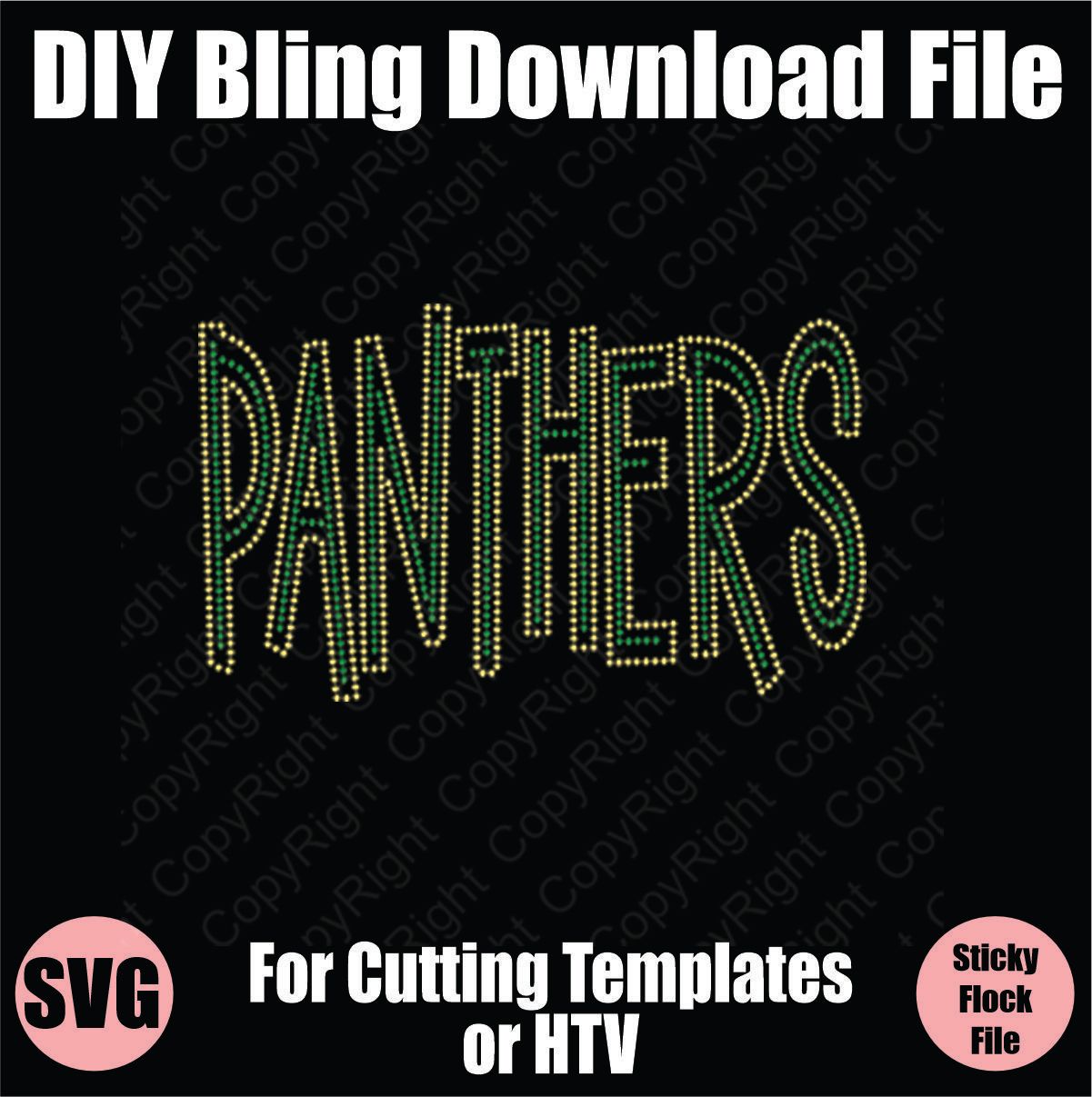 Panthers Tall Mascot Word Bling SVG Download File - Cutting File for Templates