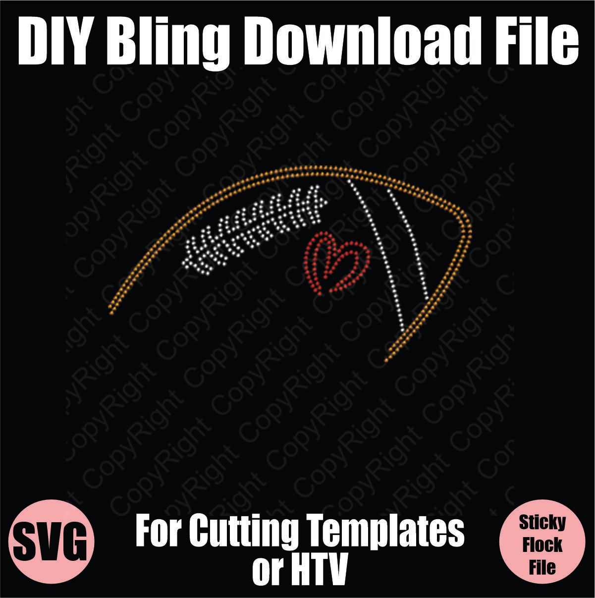 Football Spine with Heart Bling SVG Download File - Cutting File for Templates