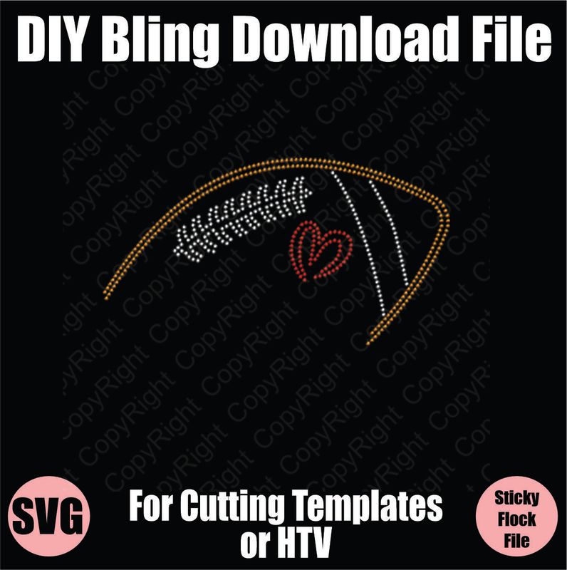 Football Spine with Heart Bling SVG Download File - Cutting File for Templates