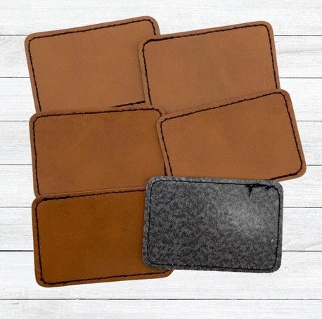 Blank Rawhide 2" x 3" Leatherette Stitched Patches with Adhesive