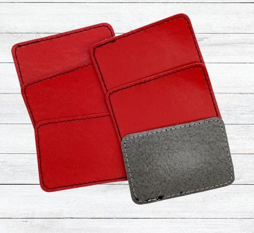 Red Rawhide 2" x 3" Leatherette Stitched Patches with Adhesive