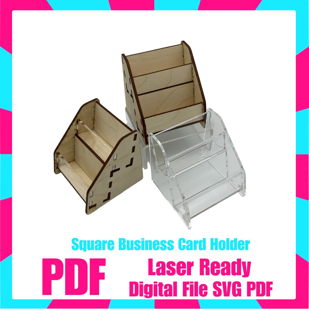 Business Card Holder for SQUARE biz cards - SVG Glowforge Cut File Digital Download PDF