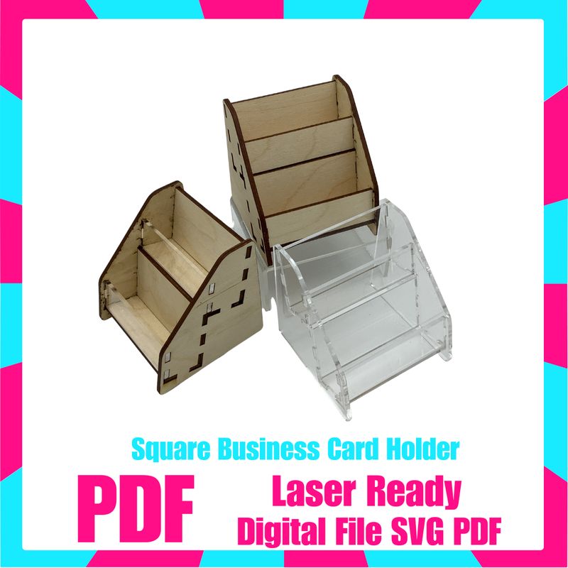 Business Card Holder for SQUARE biz cards - SVG Glowforge Cut File Digital Download PDF
