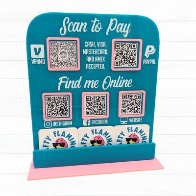 Scan to Pay Sign and Business Card Holder - Style 2 - Custom, Acrylic