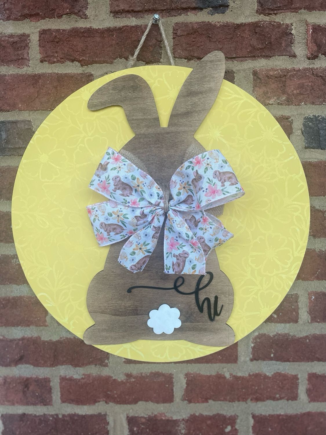 Flopped Ear Bunny with Reverse Floral Stencil