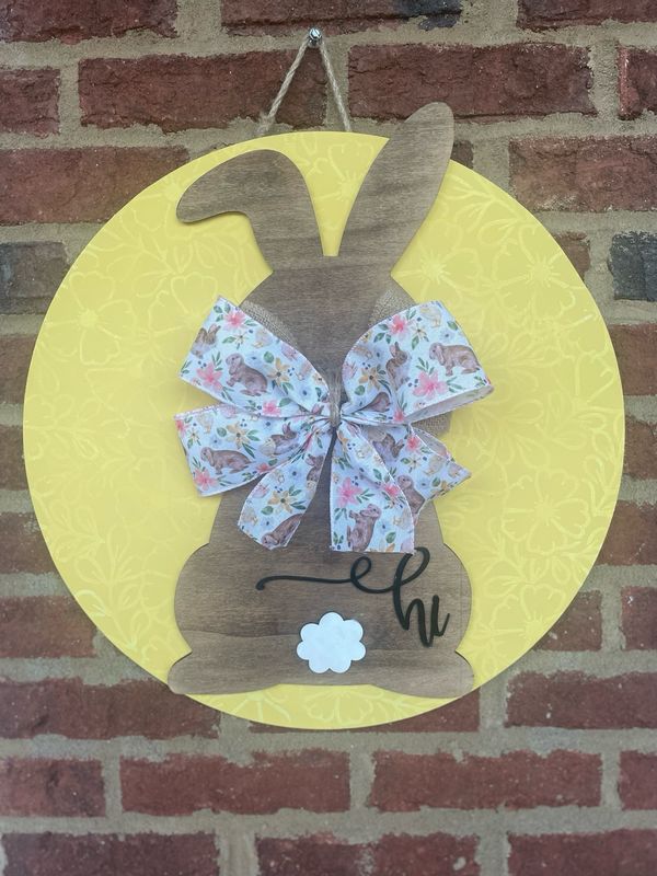 Flopped Ear Bunny with Reverse Floral Stencil