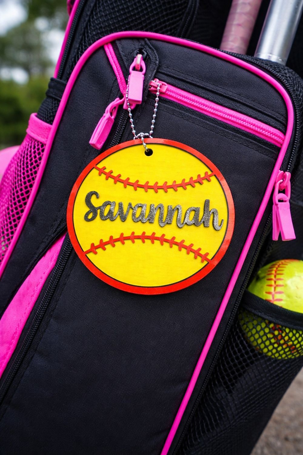Softball/Baseball Wooden Bag Tag