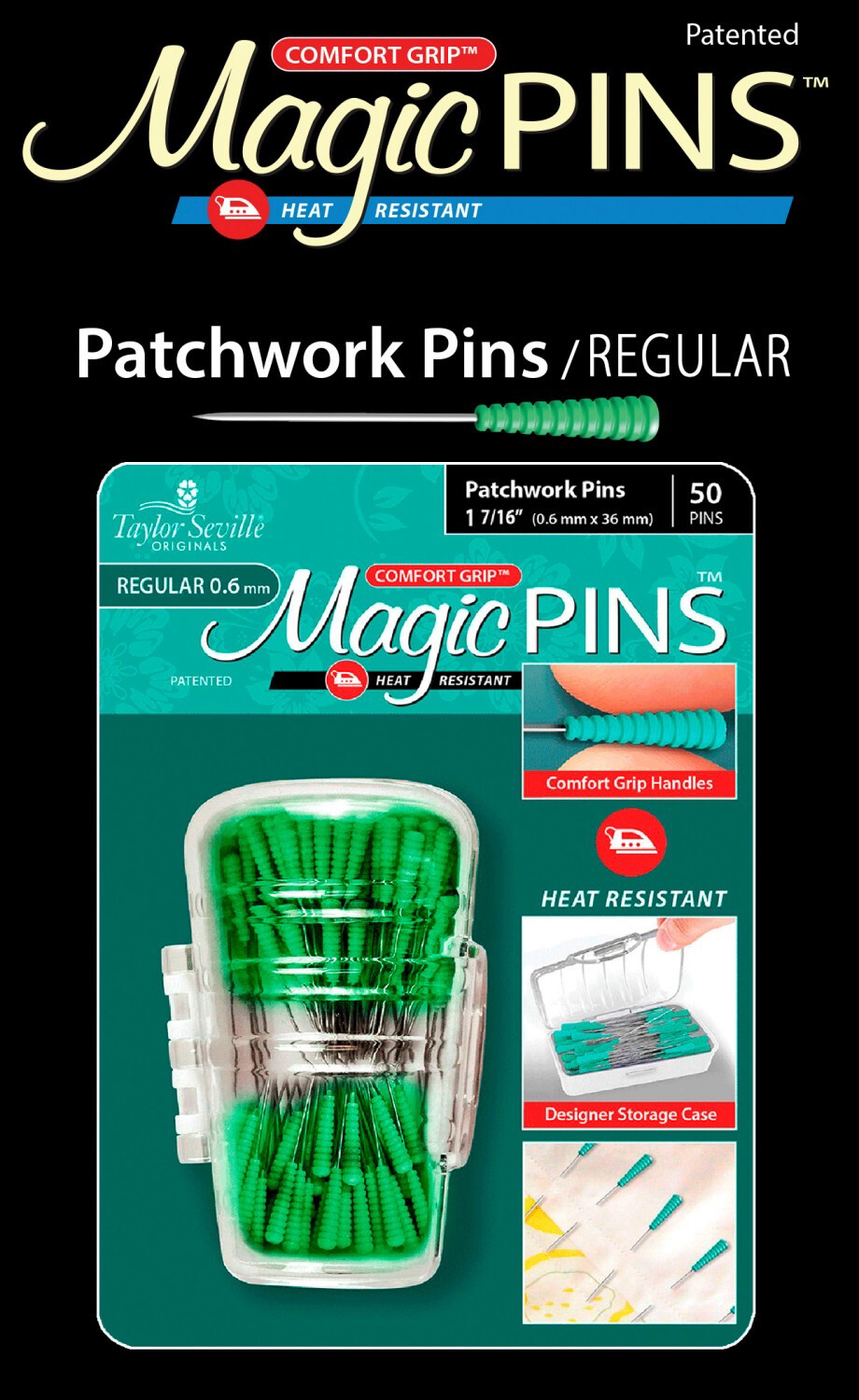 Patchwork Magic Pins 50 Count