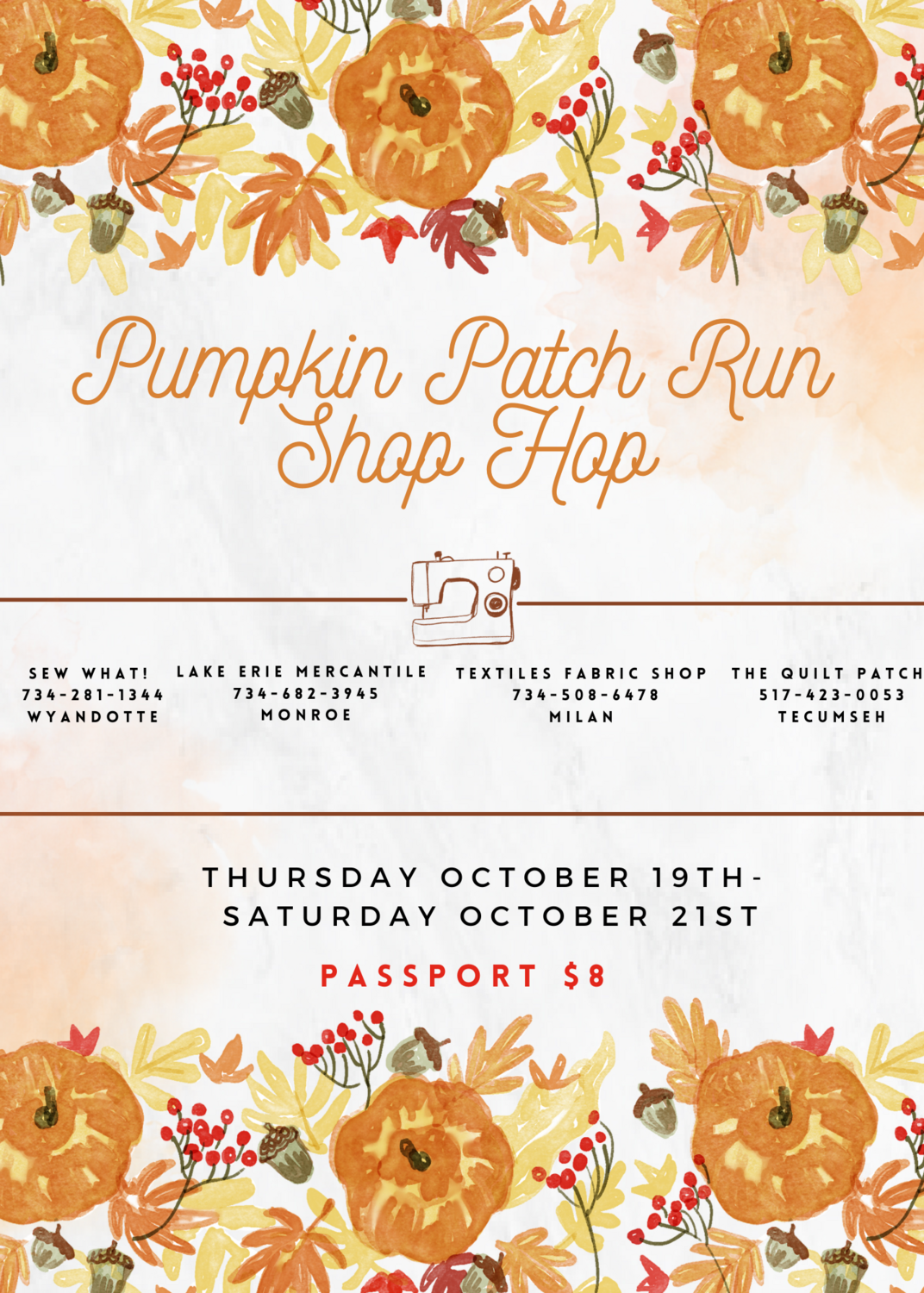 Pumpkin Patch Run Shop Hop
