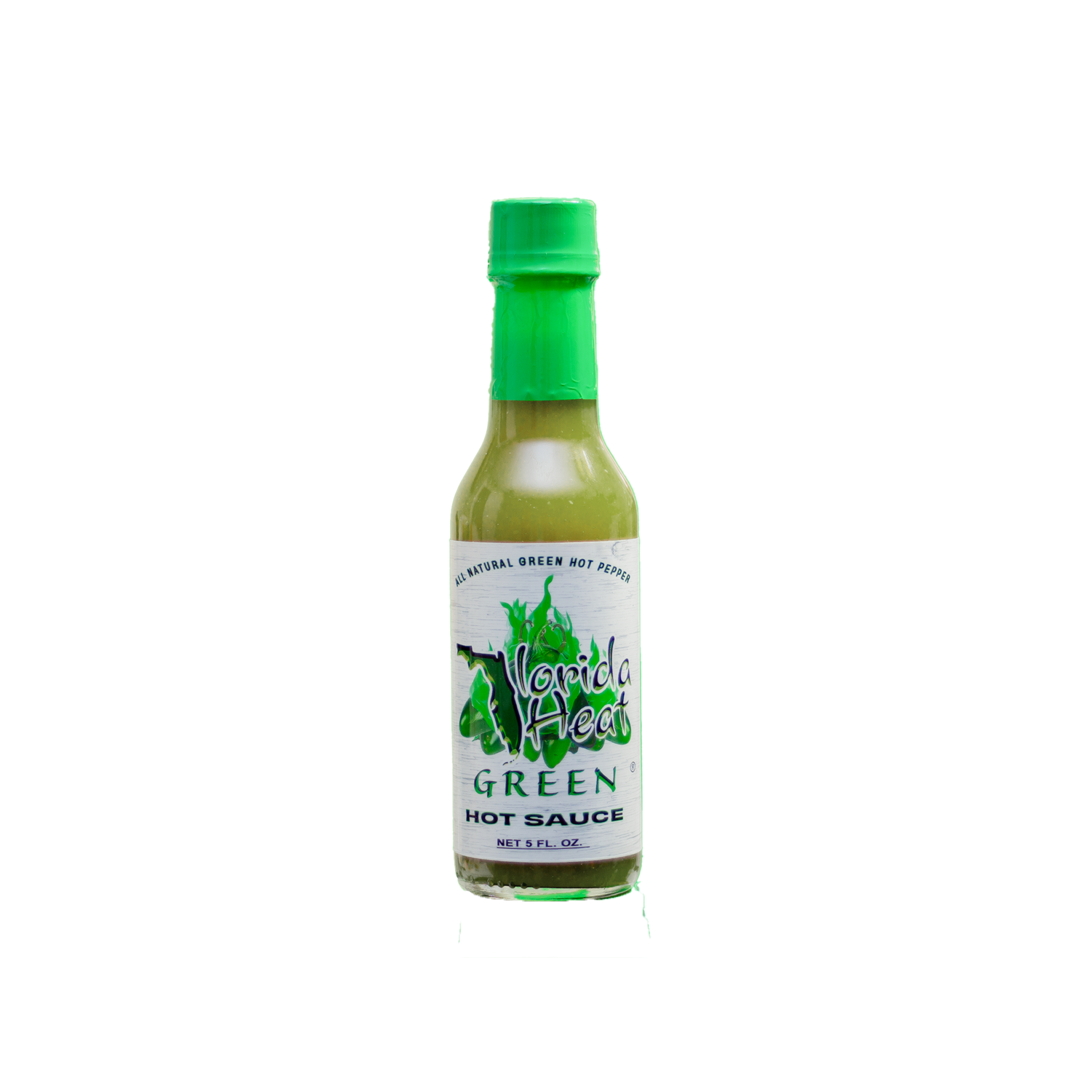 Florida HEAT GREEN Brand Hot Sauce 5oz GLASS Bottle WHOLESALE