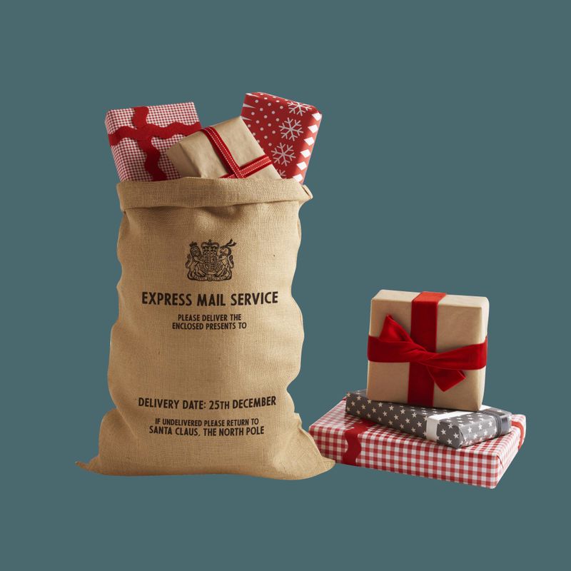 Medium Size Personalized Santa Sack - 100% Natural Burlap Christmas Sack.