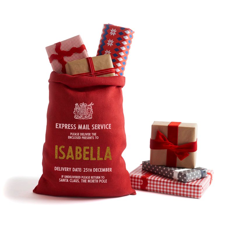 Personalized for You Red 100% Burlap Santa Sack with Red or White Glitter Letters