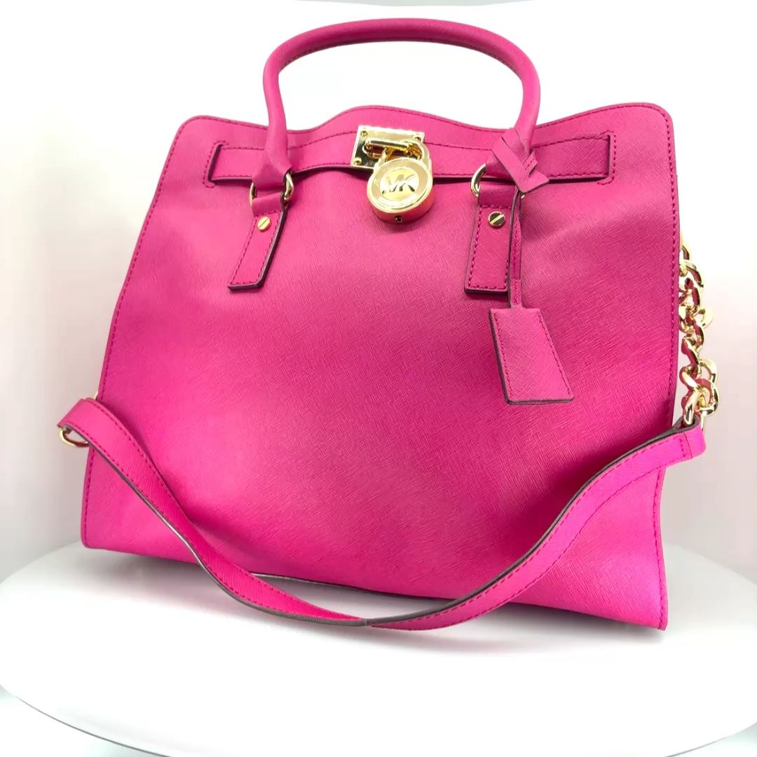 Authentic MICHAEL Michael Kors Large Hamilton Saffiano Leather Tote in hot pink Authentic MICHAEL Michael Kors Large Hamilton Saffiano Leather Tote in hot pink