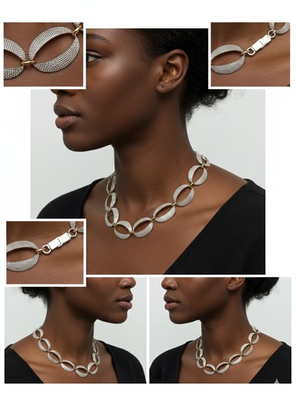 Vintage NAPIER Textured Gold Tone Wide Chunky Chain Link Necklace with Bracelet