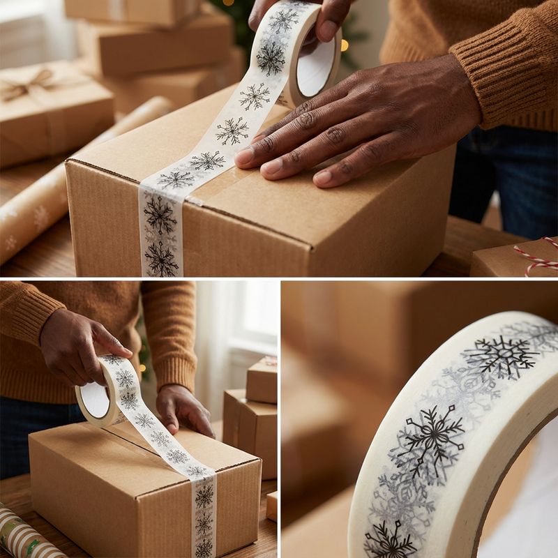 Winter Frost Snowflake Shipping Tape - Single Roll