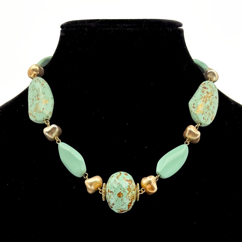 Vintage Turquoise and Gold accent Necklace