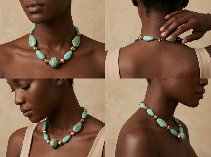 Vintage Turquoise and Gold accent Necklace