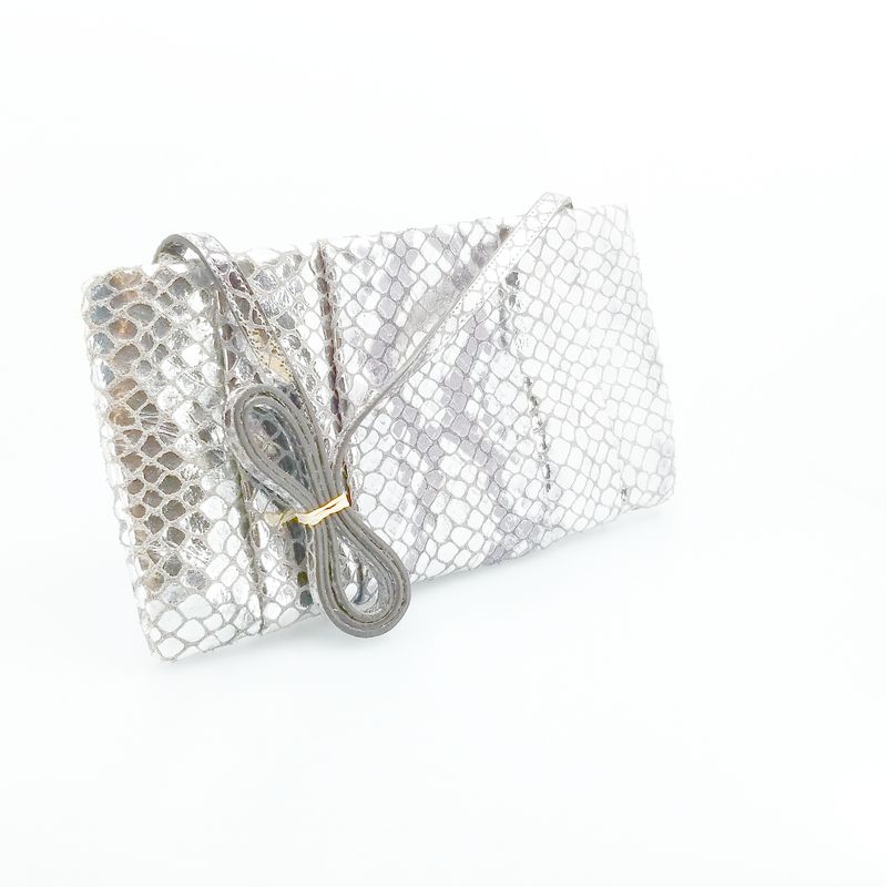 MICHAEL Michael Kors Silver Snake Print Shoulder Bag Purse Clutch New Zipper