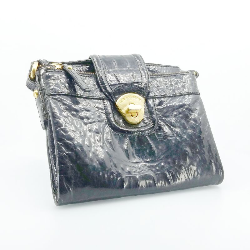 Brahmin Black Crocodile Embossed Crossbody Bag