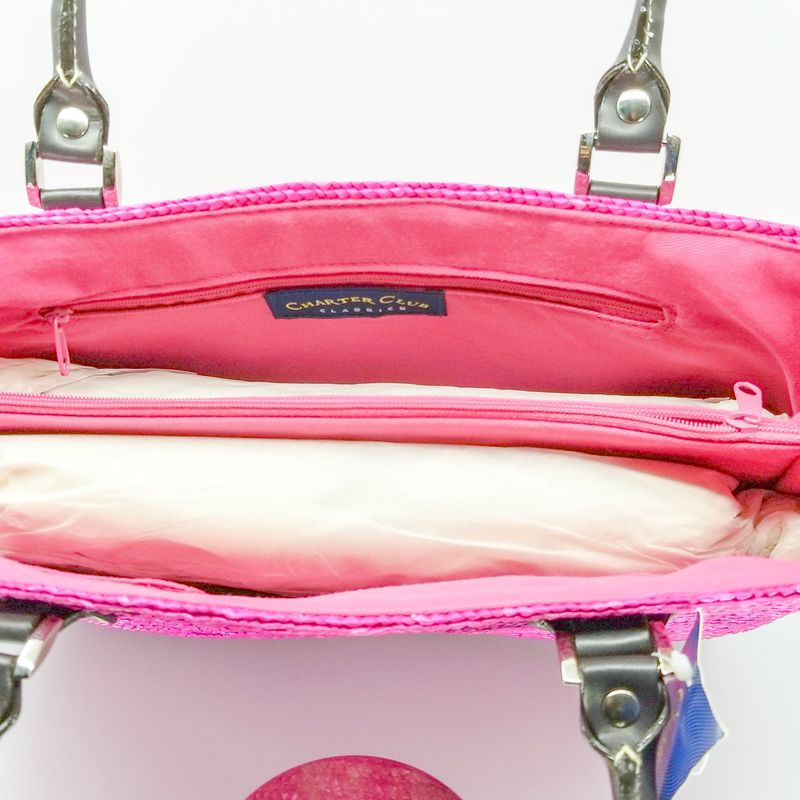 Charter Club Straw Purse Pink Wheat Straw