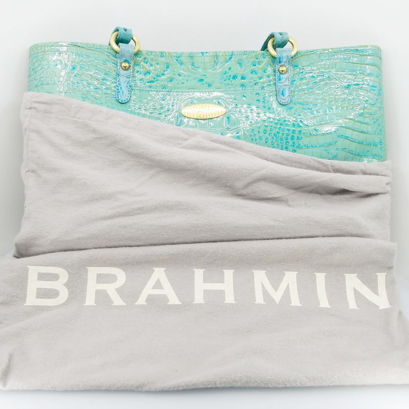 NWT Brahmin April Mineral Blue Melbourne Shoulder Tote Large travel laptop