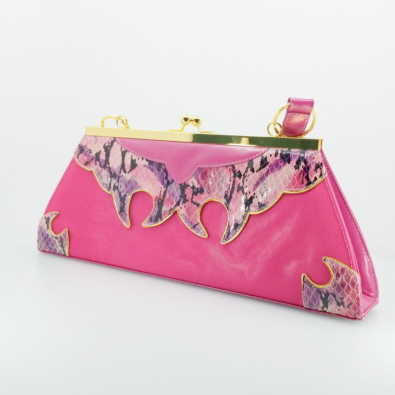 Pink Snakeskin J Renee Clutch