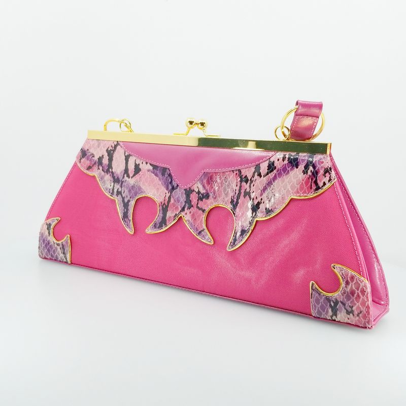 Pink Snakeskin J Renee Clutch