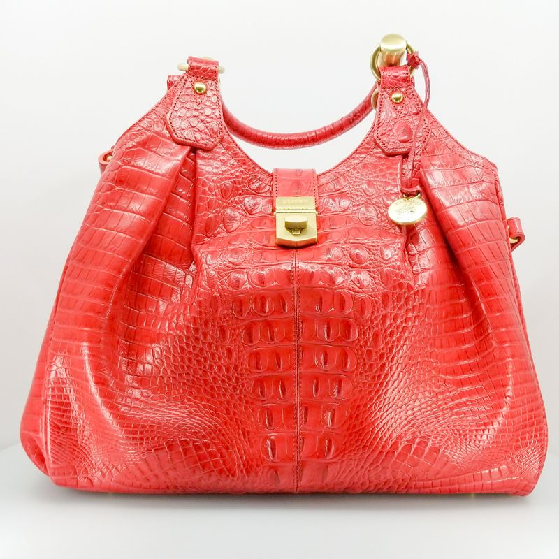Brahmin Raspberry and Gold Melbourne Celia Bag