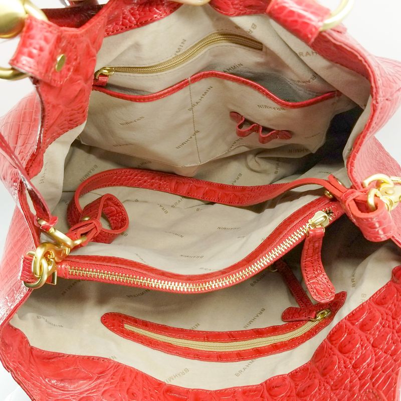 Brahmin Raspberry and Gold Melbourne Celia Bag