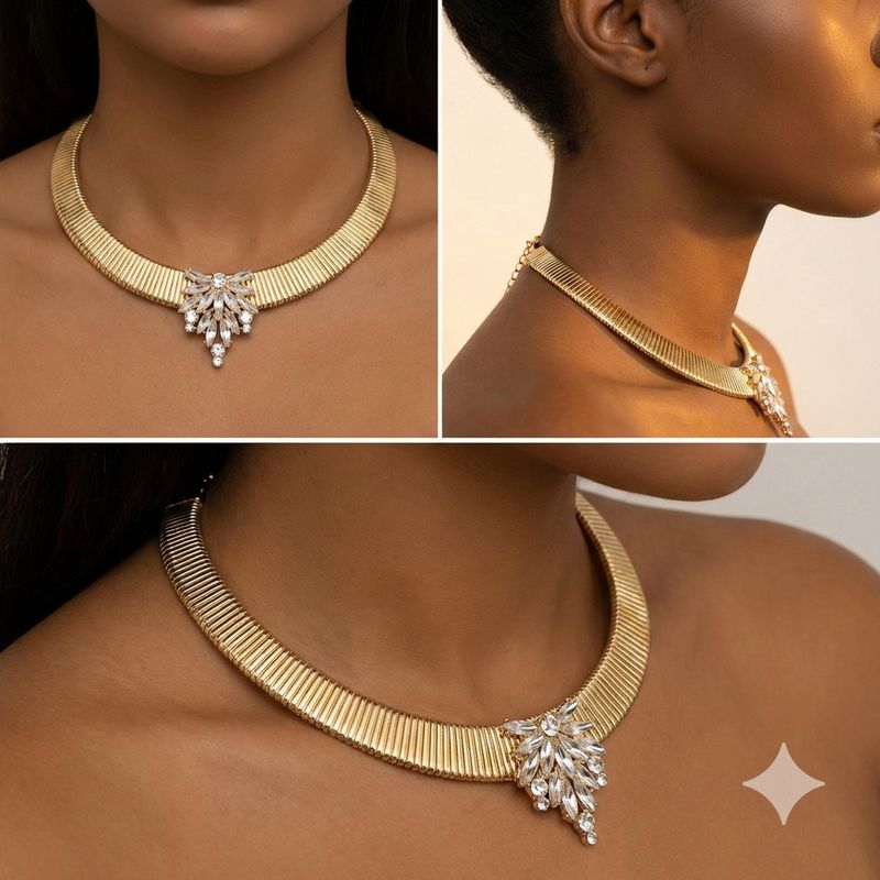 Cubic Zirconia Omega Station Necklace