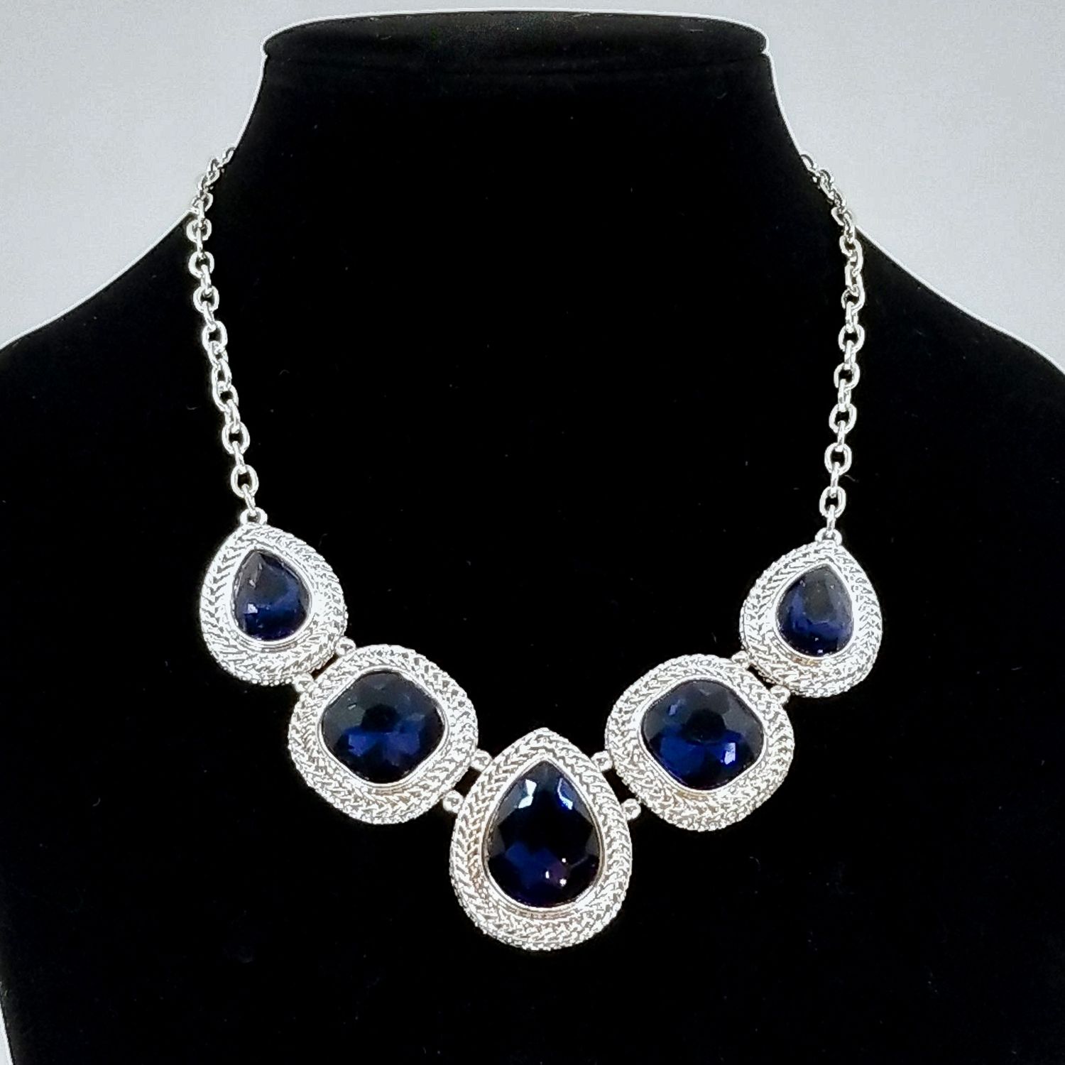 Blue Sapphire Sterling Silver Necklace Vintage