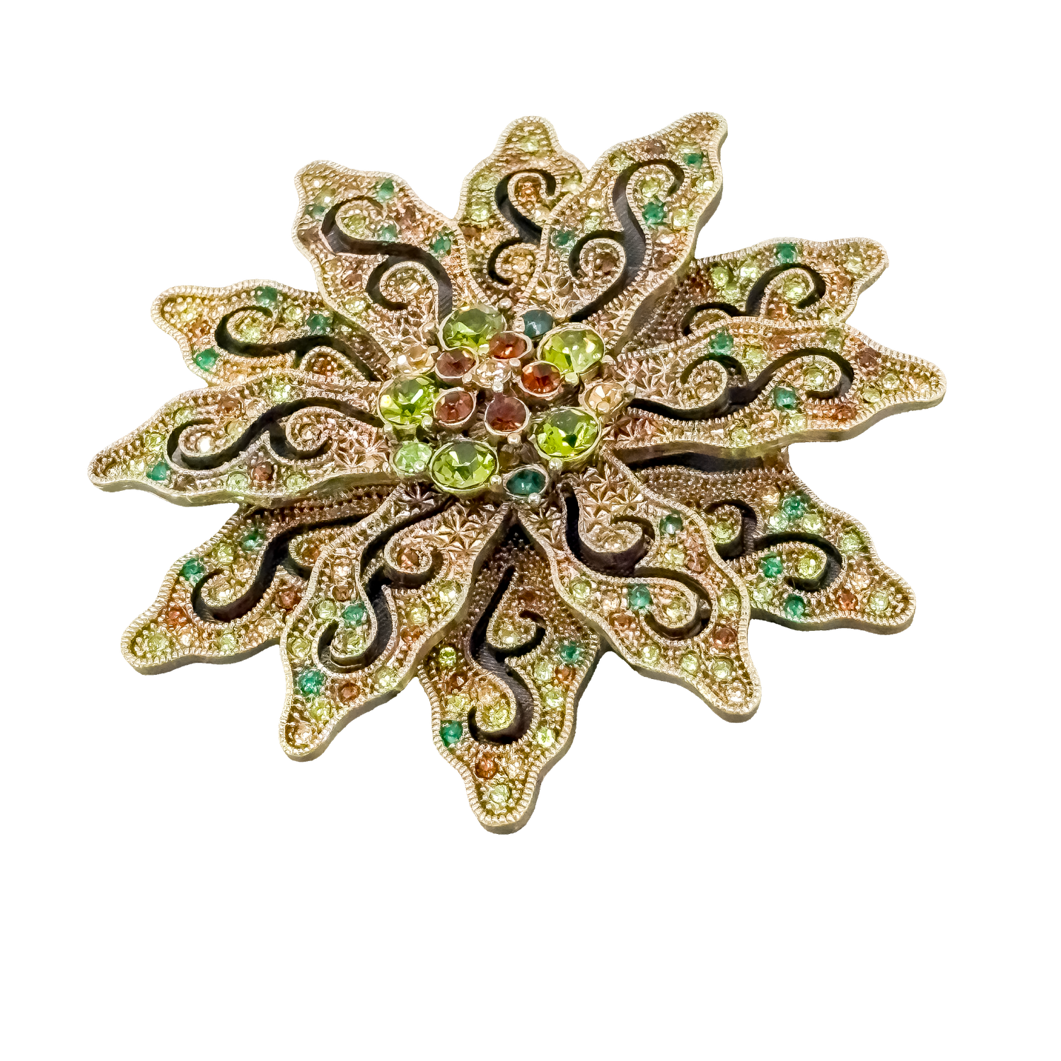 Vintage Rhinestone Flower Bloom Brooch