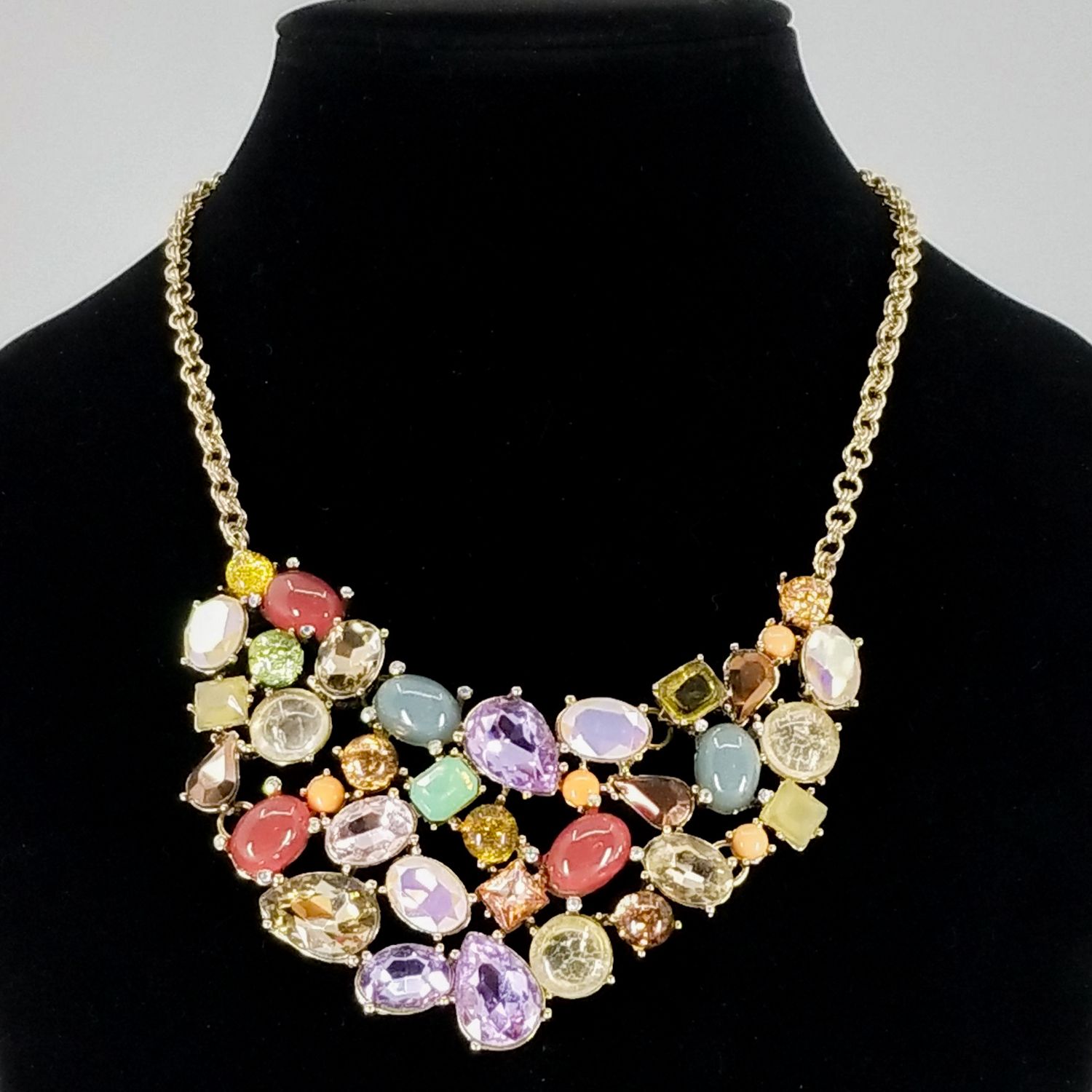 Vintage Multi-Color Stone Bib style Necklace