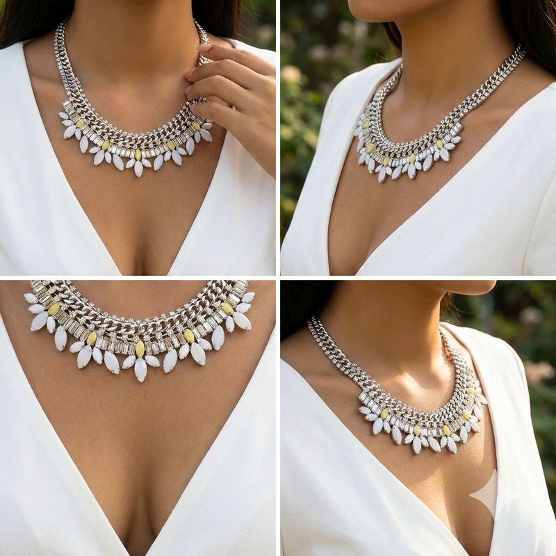 Luxe Crystal Bloom Statement Necklace