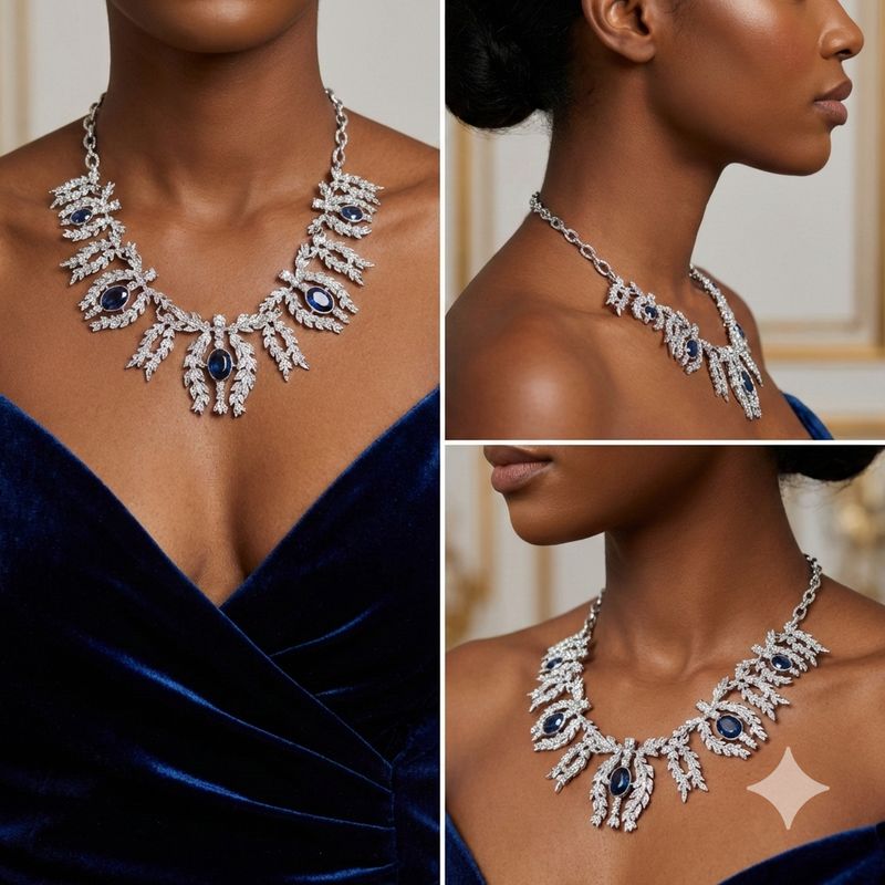 Vintage Sapphire‑Inspired Statement Necklace
