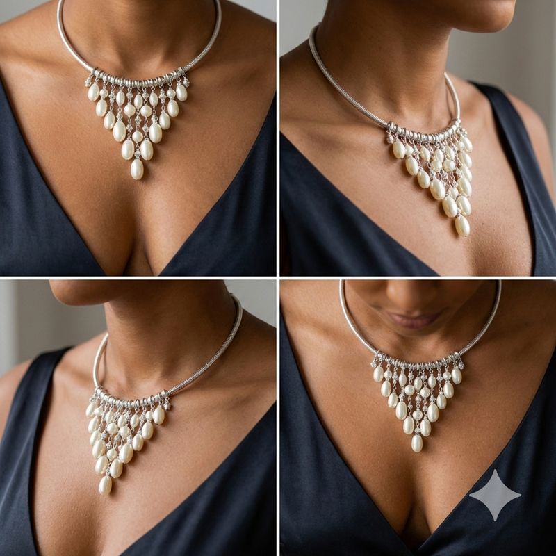 Elegant Faux Pearl Cascade Statement Necklace