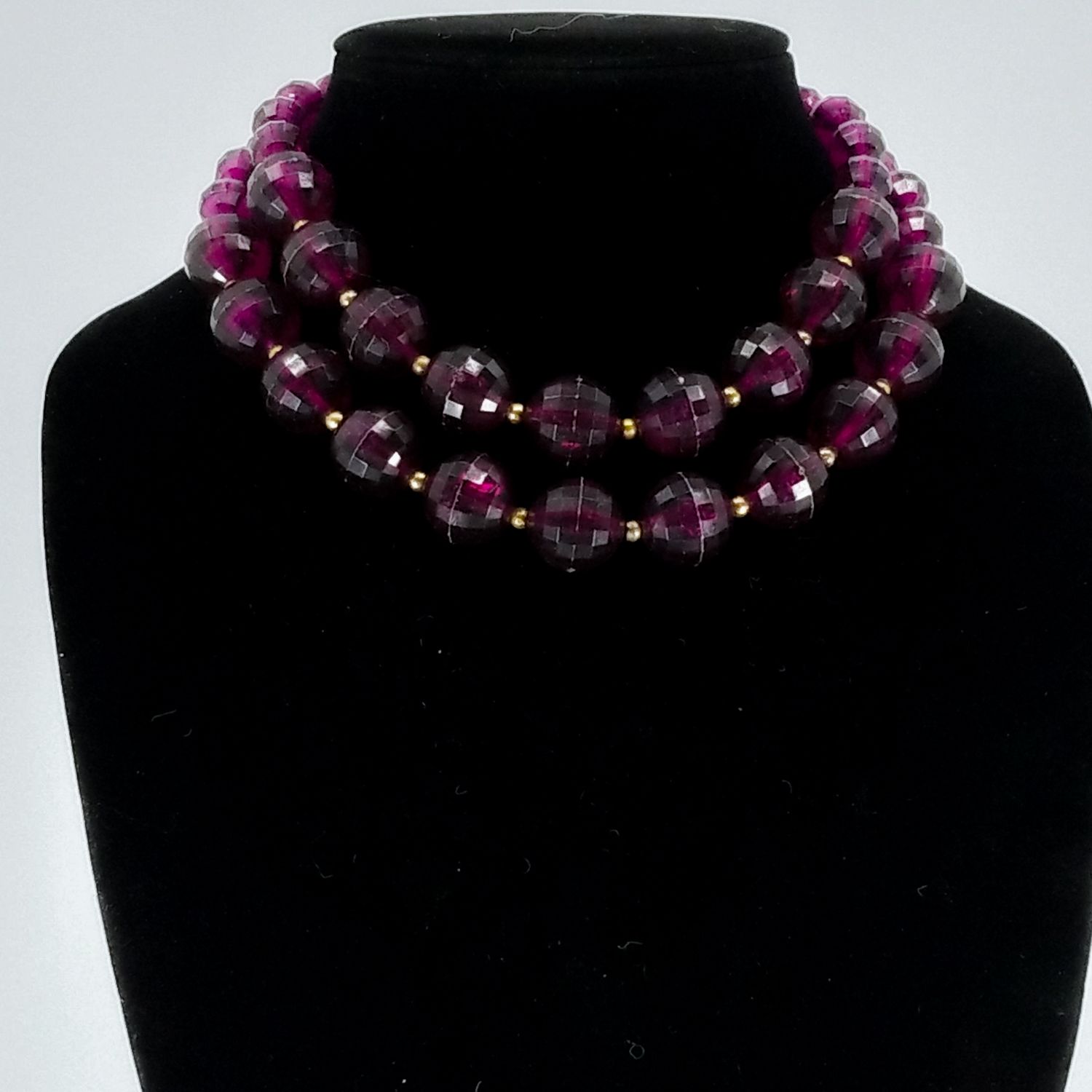 Double‑Strand Faceted Plum Statement Necklace Double‑Strand Faceted Plum Statement Necklace