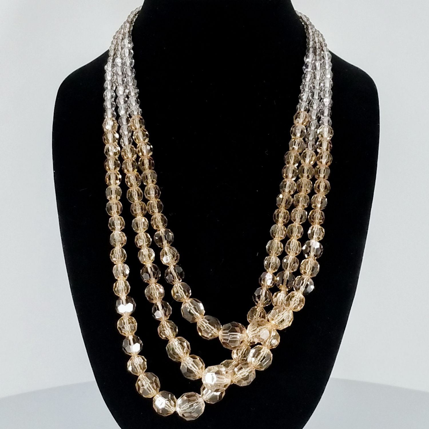 Multi‑Strand Gold Crystal Statement Necklace