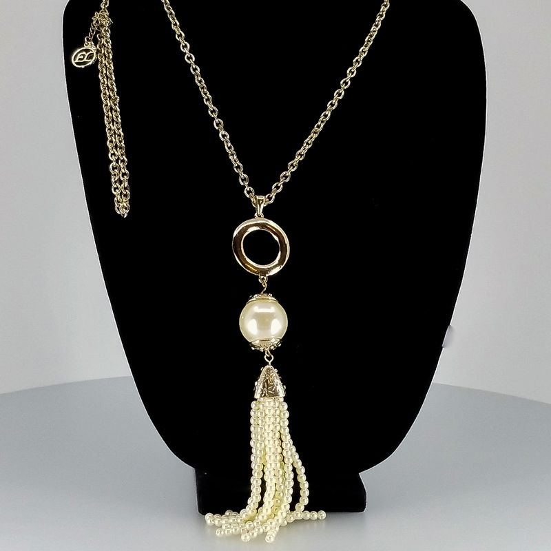 Golden Pearl Cascade Necklace
