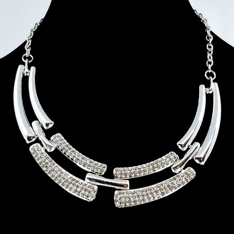 Radiant Silver Curve Crystal Collar