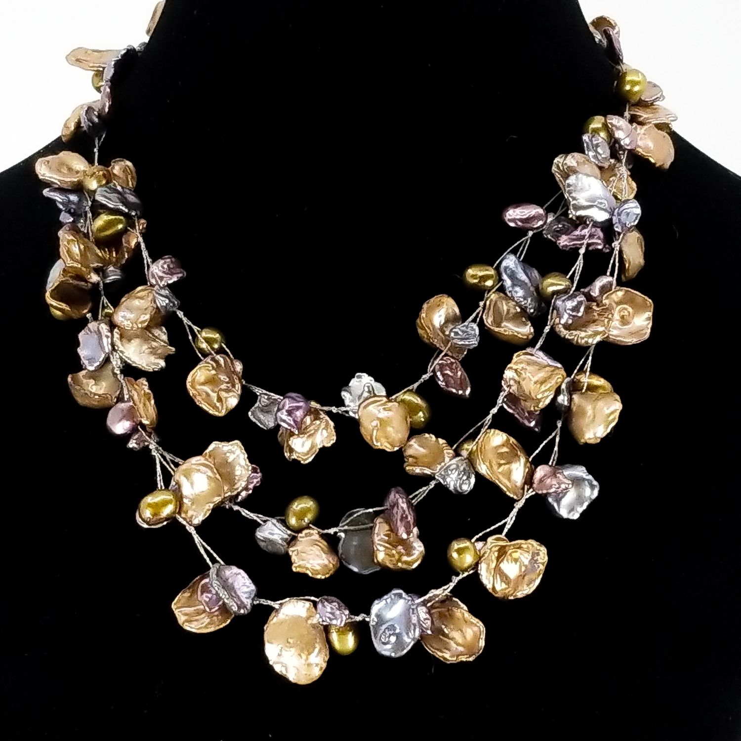 Golden Aurora Baroque Multi‑Strand Necklace Golden Aurora Baroque Multi‑Strand Necklace