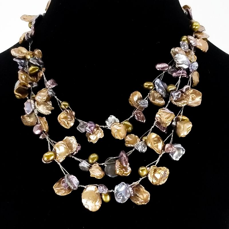 Golden Aurora Baroque Multi‑Strand Necklace