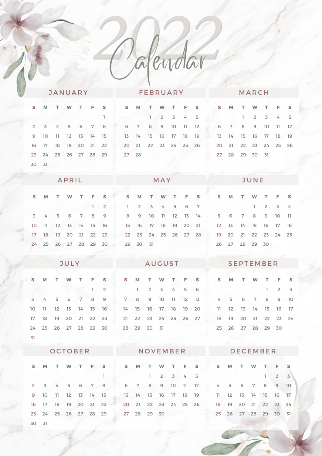 Post Calendar 2022